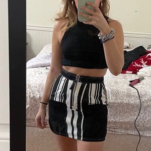 BDG by UO black and white striped denim mini skirt